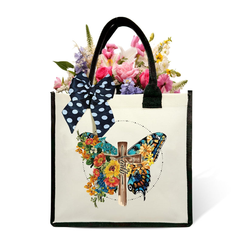 BXVRT Christian Shoulder Beach Bag, Faith Canvas Tote Bag, Inspirational Gifts For Women, Bible Verse Butterfly Shopping Bag, Birthday Christmas Motivational Gifts For Friends - 31