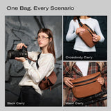 C Coiro Leather Camera Sling Bag, Weather Resistant Crossbody Camera Bag with Tripod Holder (Tripod not included), for Canon, Sony, Nikon, Professional Pouch for Photographers, Color Brown