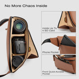 C Coiro Leather Camera Sling Bag, Weather Resistant Crossbody Camera Bag with Tripod Holder (Tripod not included), for Canon, Sony, Nikon, Professional Pouch for Photographers, Color Brown