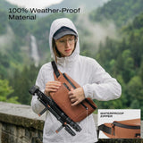 C Coiro Leather Camera Sling Bag, Weather Resistant Crossbody Camera Bag with Tripod Holder (Tripod not included), for Canon, Sony, Nikon, Professional Pouch for Photographers, Color Brown