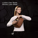 C Coiro Leather Camera Sling Bag, Weather Resistant Crossbody Camera Bag with Tripod Holder (Tripod not included), for Canon, Sony, Nikon, Professional Pouch for Photographers, Color Brown