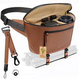 C Coiro Leather Camera Sling Bag, Weather Resistant Crossbody Camera Bag with Tripod Holder (Tripod not included), for Canon, Sony, Nikon, Professional Pouch for Photographers, Color Brown