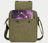CAAORDKSO Vintage Canvas Messenger Bag Small Crossbody Bag Shoulder Bag for Men Women Chest Bag Travel Bag Multi Pocket Purse (Army Green)