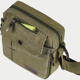 CAAORDKSO Vintage Canvas Messenger Bag Small Crossbody Bag Shoulder Bag for Men Women Chest Bag Travel Bag Multi Pocket Purse (Army Green)