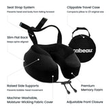 Cabeau Airplane Travel Pillow for Long Flights - Evolution S3 - Supportive Memory Foam with Seat Straps to Secure Your Head and Neck and Provides 360° Support (Jet Black)