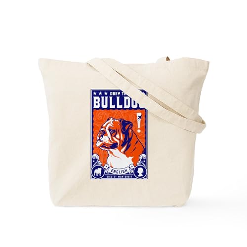 CafePress Obey The English Bulldog Tote Bag Reusable Natural Beige Canvas Shopping Bag