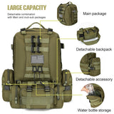 CALUOMATT Large Military Tactical Backpack for Men, 40 - 50L Backpacks for Women, Bug out Bag Army 3 Days Pack Bags Rucksack with Molle System Green