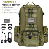 CALUOMATT Large Military Tactical Backpack for Men, 40 - 50L Backpacks for Women, Bug out Bag Army 3 Days Pack Bags Rucksack with Molle System Green