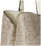 Calvin Klein Adeline Triple Compartment Satchel, Almond/Taupe/Cherub White