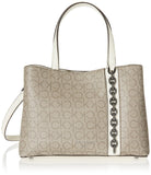 Calvin Klein Adeline Triple Compartment Satchel, Almond/Taupe/Cherub White