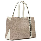 Calvin Klein Adeline Triple Compartment Satchel, Almond/Taupe/Cherub White
