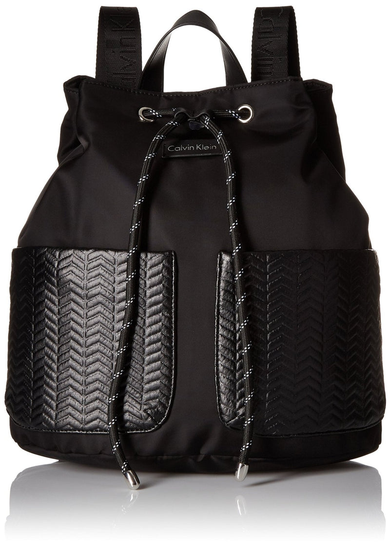Calvin Klein Athleisure Dressy Nylon/cire Backpack, Black/White Tweed Print