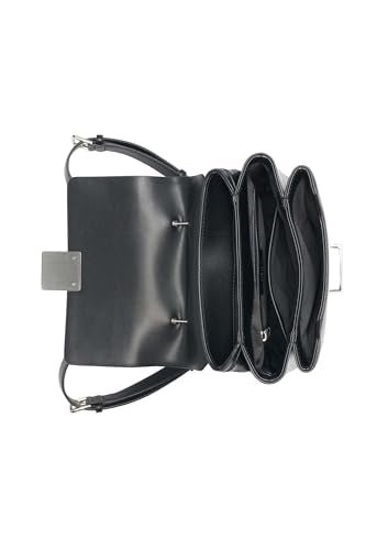 Calvin Klein Clove Triple Compartment Flap Backpack, Black/Silver, One Size