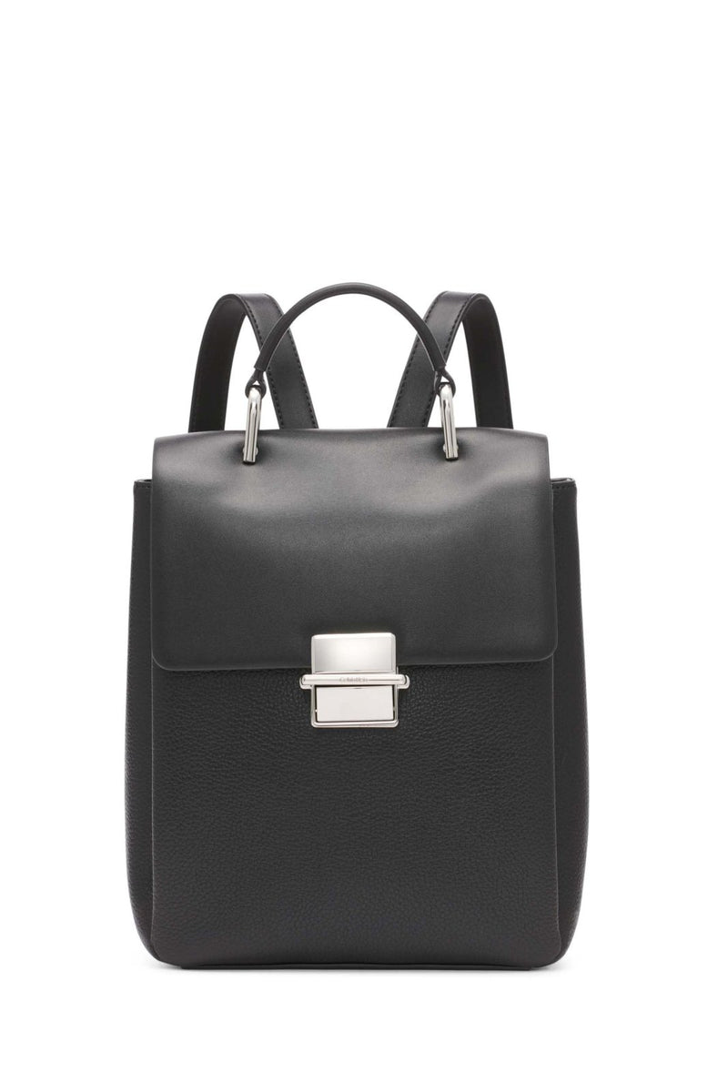 Calvin Klein Clove Triple Compartment Flap Backpack, Black/Silver, One Size