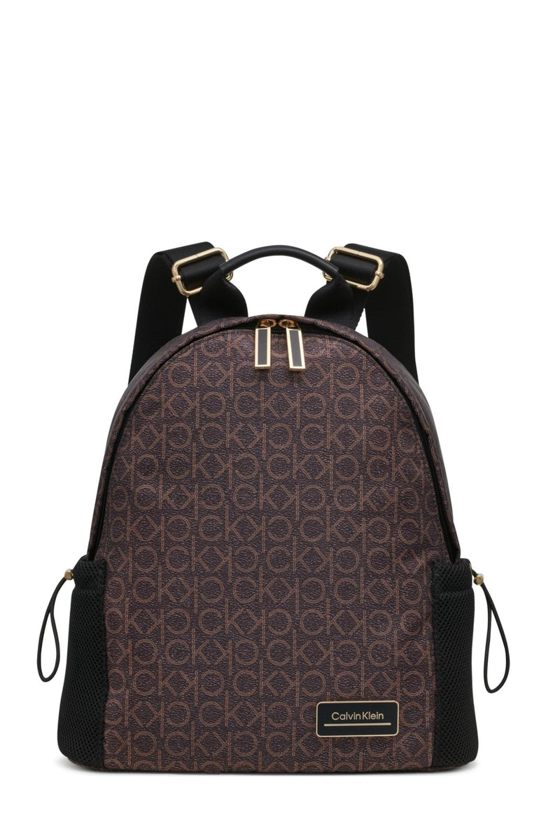 Calvin Klein Jessie Organizational Backpack, Brown/Khaki/Black, One Size