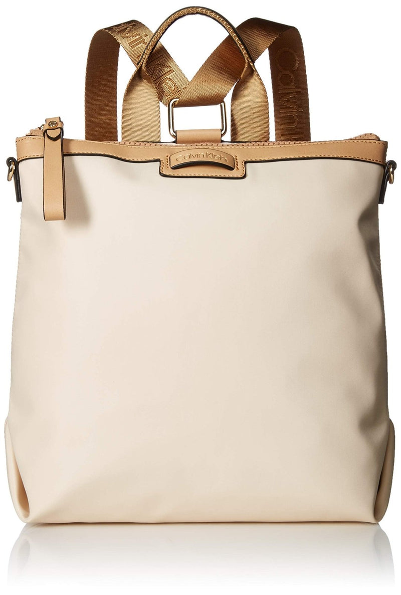 Calvin Klein Lane Nylon Boxy Top Zip Backpack, Sand