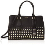 Calvin Klein Leather Embesseled Tote, Black Studded