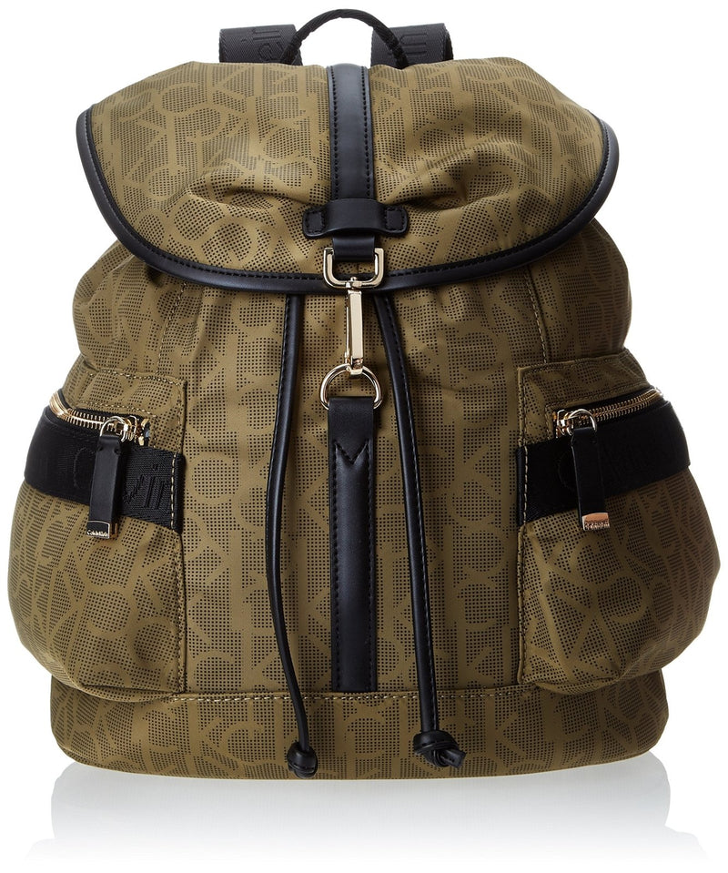 Calvin Klein Nylon Fashion Backpack,Dot Khaki Logo,One Size