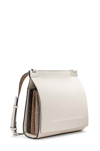 Calvin Klein Palm Organizational Flap Messenger, Cherub White/Multi Logo, One Size