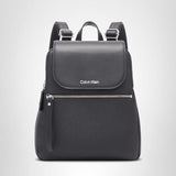 Calvin Klein Reyna Novelty Key Item Flap Backpack, Black/Silver Hampton Pebble, One Size