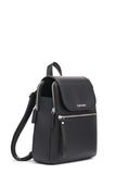 Calvin Klein Reyna Novelty Key Item Flap Backpack, Black/Silver Hampton Pebble, One Size