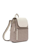 Calvin Klein Reyna Signature Key Item Flap Backpack, Almond/Taupe/White, One Size