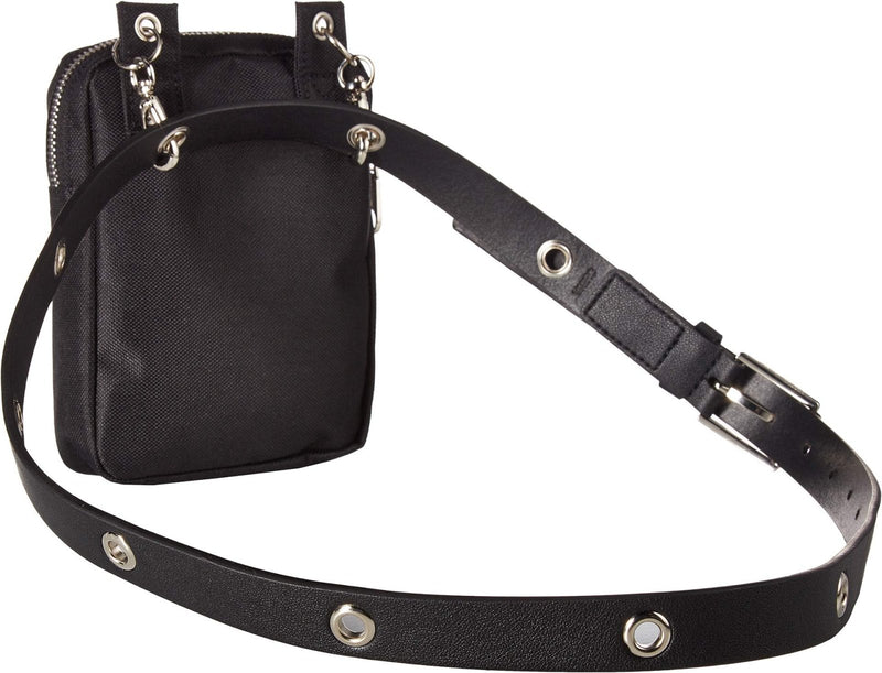 Calvin Klein Smooth Leather/Nylon Belt Bag Black/Black/White/Polished Nickel LG/XL