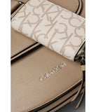 Calvin Klein Womens Bella Messenger, Silver Mink/Vanilla/Khaki, One Size