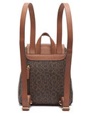 Calvin Klein Women's Elaine Signature Key Item Flap Backpack, Brown/Khaki/Luggage Saffiano, One Size
