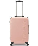 Calvin Klein Women's Hard Side Upright Luggage Spinner Light Weight Suitcase, Mellow Rose, Medium