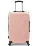 Calvin Klein Women's Hard Side Upright Luggage Spinner Light Weight Suitcase, Mellow Rose, Medium