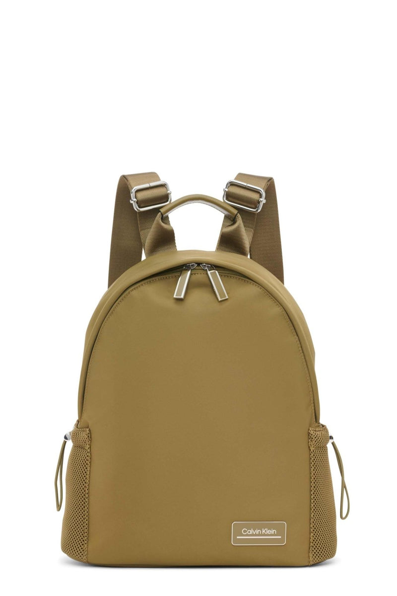 Calvin Klein Women's Jessie Organizational Backpack for Women – Nylon Water - Resistant Backpack, 5 Pockets, Olive Branch, One Size