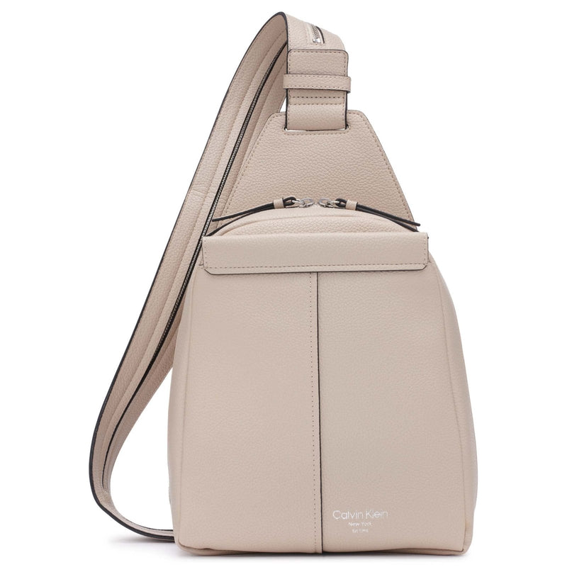 Calvin Klein Women's Myra Backpack for Women – Vegan Leather Convertible Sling Backpack, 2 Pockets, Mushroom, One Size