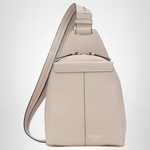 Calvin Klein Women's Myra Backpack for Women – Vegan Leather Convertible Sling Backpack, 2 Pockets, Mushroom, One Size