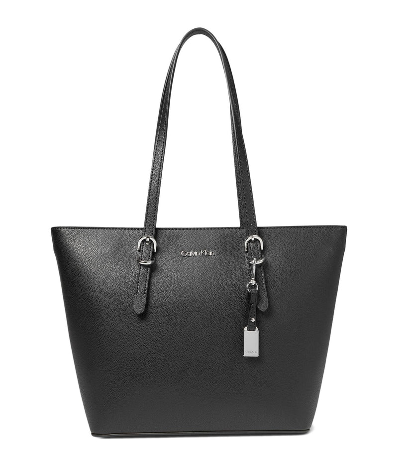 Calvin Klein Women's Serafina Tailored Tote, Black/Silver, Large