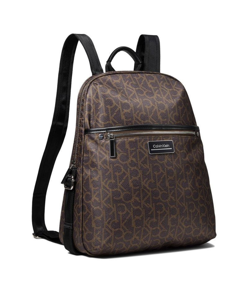 Calvin Klein, Womens, Sikka Signature Backpack, Brown/Khaki/Black, Large