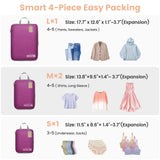 Cambond Compression Packing Cubes for Travel - 4 Pack Lightweight Expandable Luggage Packing Organizers Travel Essentials Accessories Bags Compression Cubes Space Saver for Carry on Suitcases, Purple