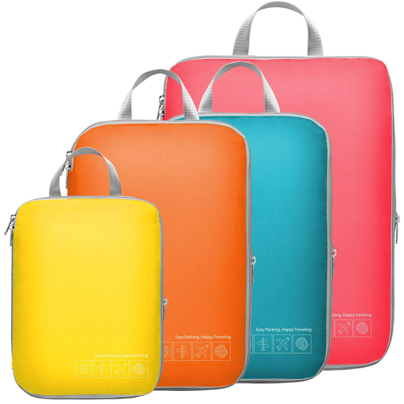 Cambond Compression Packing Cubes for Travel - 4 Piece Expandable Luggage Packing Organizers Bags Set, Lightweight Compression Cubes for Travel Essentials Carry on Suitcases, Multi - color