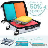 Cambond Compression Packing Cubes for Travel - 4 Piece Expandable Luggage Packing Organizers Bags Set, Lightweight Compression Cubes for Travel Essentials Carry on Suitcases, Multi - color