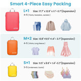 Cambond Compression Packing Cubes for Travel - 4 Piece Expandable Luggage Packing Organizers Bags Set, Lightweight Compression Cubes for Travel Essentials Carry on Suitcases, Multi - color
