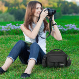 Camera Carrying Bag, Anti - Shock Camera Case Bag with Water - resistant Rain Cover Compatible for Canon EOS R50 M50 Powershot SX540 SX70, Nikon Coolpix L340 B700 P610, Panasonic LUMIX, Sony a6100 a6400
