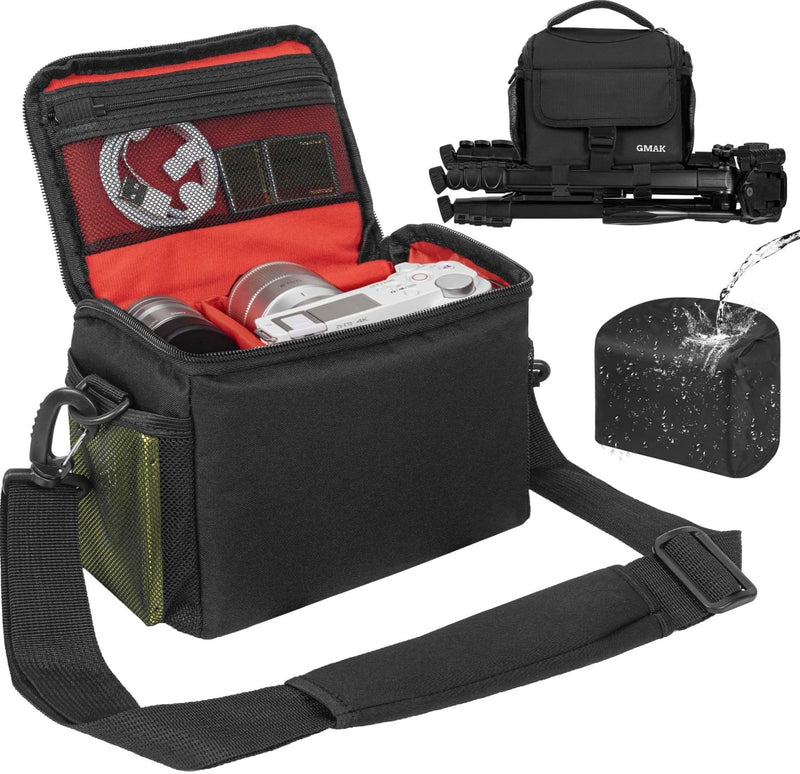 Camera Carrying Bag, Anti - Shock Camera Case Bag with Water - resistant Rain Cover Compatible for Canon EOS R50 M50 Powershot SX540 SX70, Nikon Coolpix L340 B700 P610, Panasonic LUMIX, Sony a6100 a6400