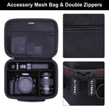 Camera Case Compatible with Canon EOS Rebel T7/R50/R6 Mark II/R100/R50 V/T6/R8/R10/R5 Mark II/RP/R7/5D Mark IV/SL3/R5/T100 DSLR SLR Camera, Len and Tripod with 4 Dividers and Shoulder Strap, Black