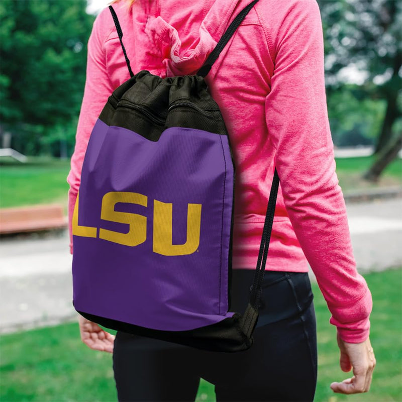 Campus Lab Louisiana State University Primary Logo Drawstring Backpack Sports Bag Sackpack 17" x 13", Perfect for Gym, Yoga, Practice or Travel