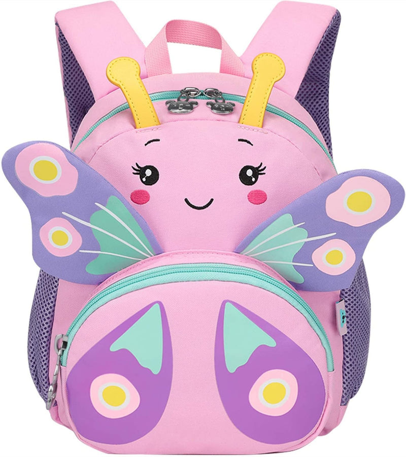 CAMTOP Cute Kids Toddler Backpack Small 3D Cartoon School Bookbags Age 1 - 3 Daycare Nursary Travel Bags (Butterfly - pink)