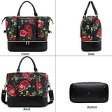 CAMTOP Women Ladies Travel Weekender Bag Overnight Duffel Carry - on Tote Bag fit 15.6 Inch Laptop Computer (6012/Flower with Shoe Compartment)
