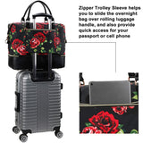 CAMTOP Women Ladies Travel Weekender Bag Overnight Duffel Carry - on Tote Bag fit 15.6 Inch Laptop Computer (6012/Flower with Shoe Compartment)