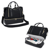 CAMTOP Women Ladies Travel Weekender Bag Overnight Duffel Carry - on Tote Bag with Luggage Sleeve fit 15.6 Inch Laptop Computer (Black with Shoe Compartment)
