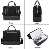 CAMTOP Women Ladies Travel Weekender Bag Overnight Duffel Carry - on Tote Bag with Luggage Sleeve fit 15.6 Inch Laptop Computer (Black with Shoe Compartment)