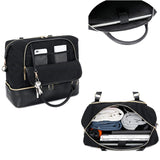 CAMTOP Women Ladies Travel Weekender Bag Overnight Duffel Carry - on Tote Bag with Luggage Sleeve fit 15.6 Inch Laptop Computer (Black with Shoe Compartment)